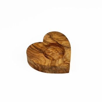 Small image of Olive Wood - Heart Tealight Holder