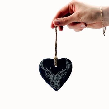 Small image of Slate Decoration -Heart - Stag